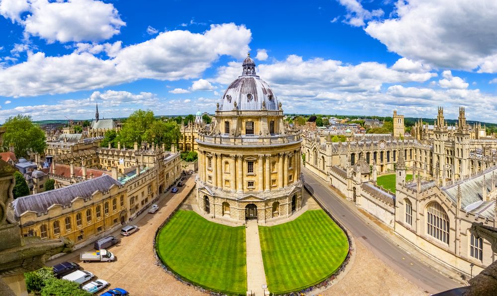 Streets of Oxford - landmark, England - overview from a church's tower with the Bodleian Libraryand All Souls College,Oxfordshire, England, UK, United Kingdom, Europe