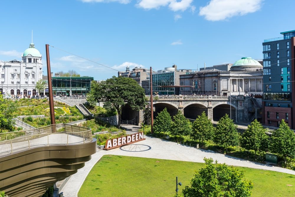 Aberdeen, Scotland, UK - June 28, 2025: Union Terrace Gardens is located in Aberdeen, Scotland, United Kingdom.